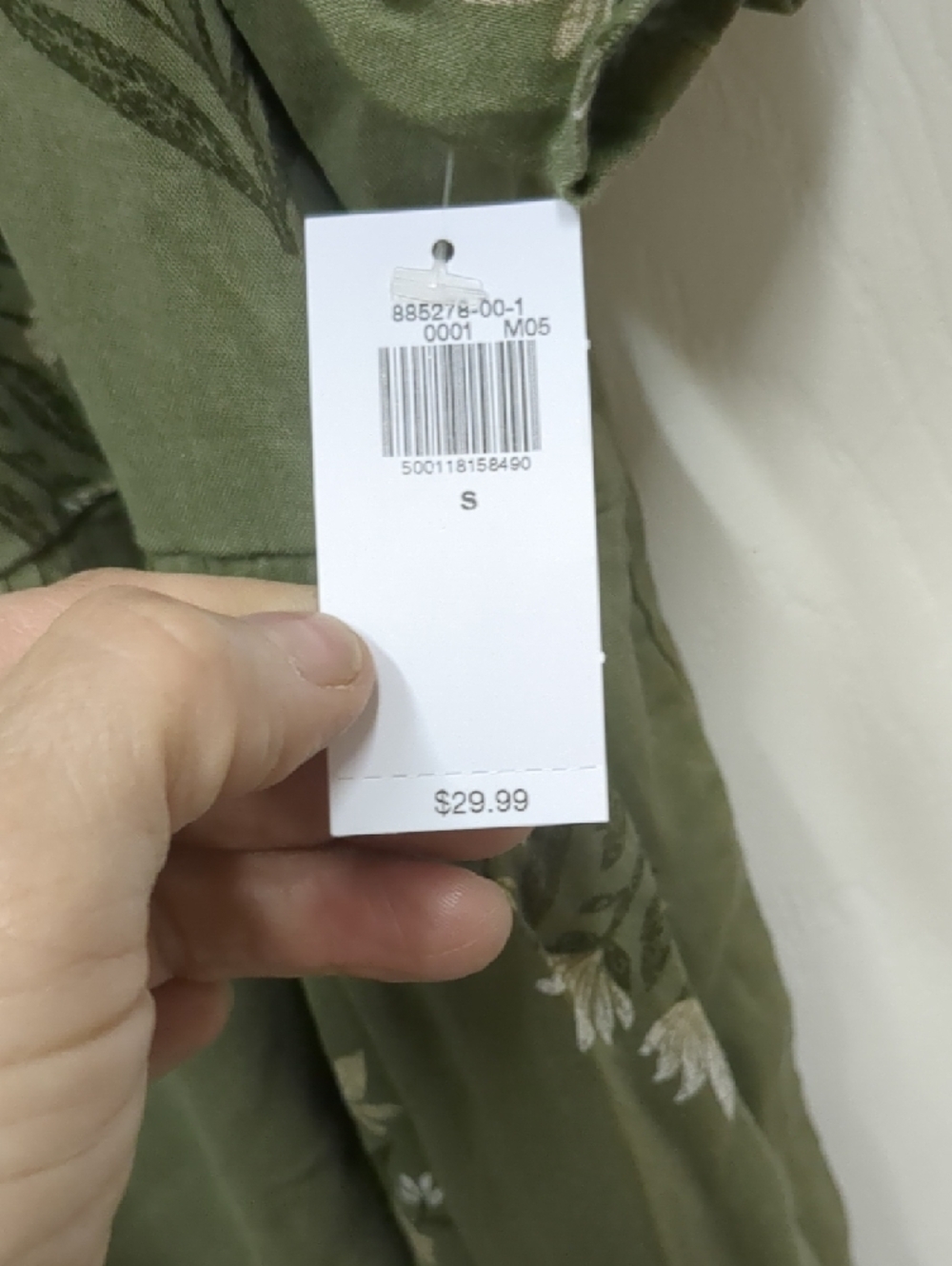 NWT Old Navy Olive Green Floral V-Neck Tiered Dress, With Pockets Size Small - Picture 2 of 7